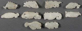 10 CHINESE CARVED JADE PENDANTS, QING DYNASTY