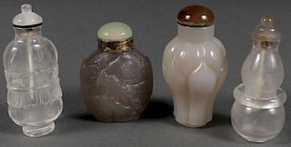 FOUR CHINESE CARVED SNUFF BOTTLES