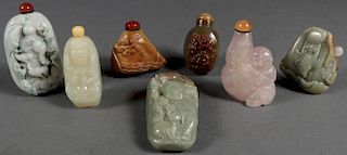 SEVEN CHINESE CARVED SNUFF BOTTLES