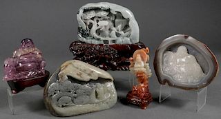 FIVE CHINESE CARVED HARDSTONES
