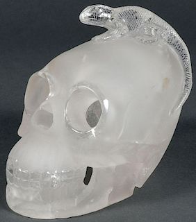 A CHINESE CARVED CRYSTAL SKULL, 20TH c.