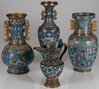 4 LARGE AND IMPRESSIVE CHINESE CLOISONNÉ VESSELS
