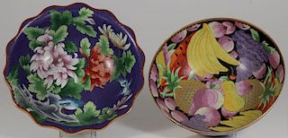 TWO LARGE CHINESE ENAMELED CLOISONNÉ GILT BOWLS