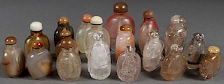 EIGHTEEN CHINESE CARVED SNUFF BOTTLES