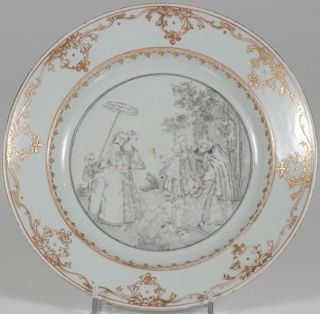 A CHINESE EXPORT WARE STYLE PLATE