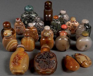 TWENTY-ONE CHINESE CARVED SNUFF BOTTLES