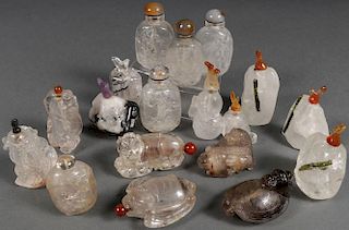 SEVENTEEN CHINESE CARVED SNUFF BOTTLES