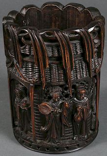 A CHINESE BAMBOO CARVED POT