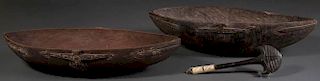 A PAIR OF CARVED WOOD TAMI ISLAND FEAST BOWLS