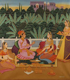 A LARGE INDO-PERSIAN PAINTING, 20TH CENTURY