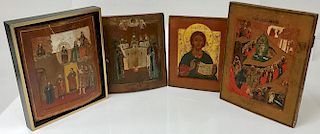 FOUR RUSSIAN ICONS, 19TH CENTURY