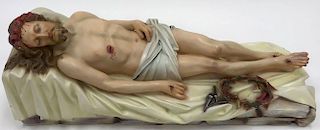 A POLYCHROME FIGURE OF THE CRUCIFIED CHRIST