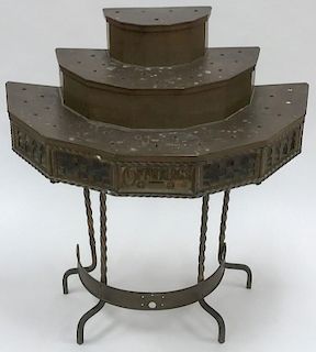 A GOTHIC STYLE WROUGHT IRON VOTIVE CANDLE STAND