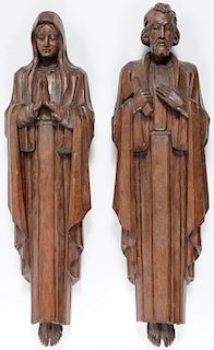 CARVED FIGURES OF THE VIRGIN AND SAINT JOSEPH