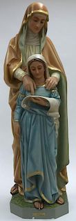 A POLYCHROME FIGURE OF SAINT ANNE AND THE VIRGIN