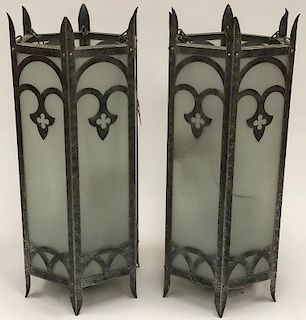 A PAIR OF GOTHIC HANGING LAMPS