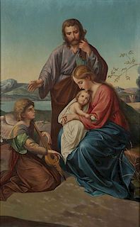 THE HOLY FAMILY (GERMAN 1789-1869) OIL ON CANVAS