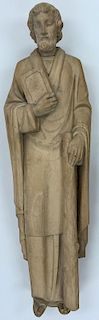 A LARGE CARVED WOOD FIGURE OF SAINT JUDE