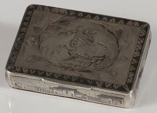 A RUSSIAN SILVER & NIELLO SNUFF BOX, CIRCA 1850