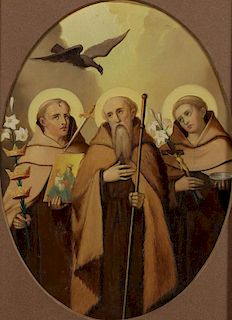 A GROUP OF 3 PAINTINGS DEPICTING SAINTS, 19TH C.