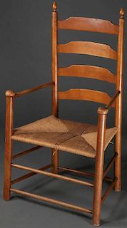 TWO SHAKER OR SHAKER STYLE LADDERBACK ARMCHAIRS