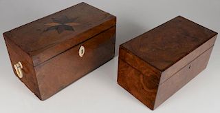 AN EARLY AMERICAN BOX & TEA CADDY, 19TH C.