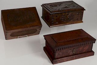THREE INTERESTING DOCUMENT BOXES, 19TH CENTURY