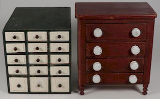 A PAIR OF PRIMITIVE PAINTED CABINETS