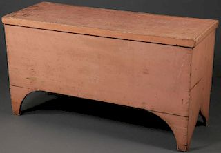 A SALMON PAINTED SHAKER BLANKET CHEST, 19TH C.