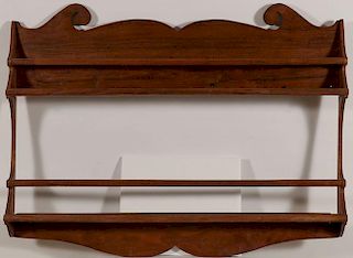 AN AMERICAN CHERRY WOOD PLATE AND SPOON RACK