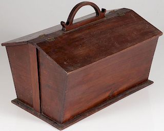 AN AMERICAN MAHOGANY SEWING BOX, 19TH C.