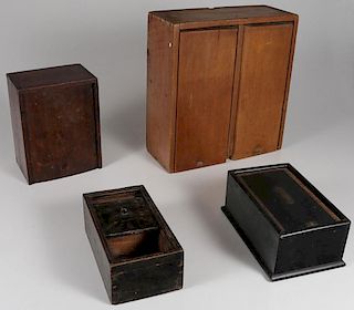 A GROUP OF CANDLE AND TEA BOXES, 19TH CENTURY