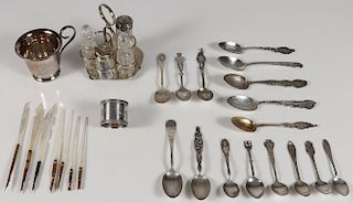 A TWENTY-SIX PIECE STERLING, SILVER PLATE, AND M.O.P. GROUPING 19TH AND 20TH CENTURY.