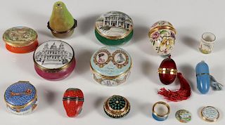 A GROUP OF TWELVE ENAMELED BOXES