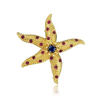 Jean Schlumberger for Tiffany & Co. Sapphire and Ruby Starfish Brooch