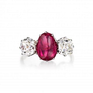 An Antique Burmese Ruby and Diamond Ring