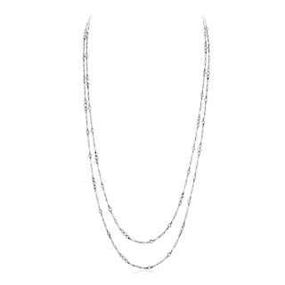 Art Deco Pearl and Diamond Platinum Necklace