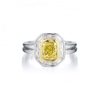 A 1.21-Carat Fancy Intense Yellow Diamond Ring