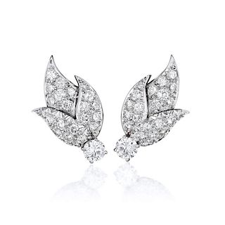 Erwin Pearl Diamond Platinum Earrings