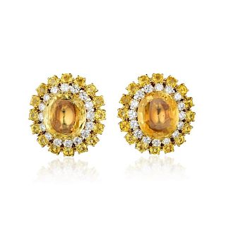 Sabbadini Yellow Sapphire and Diamond Earclips