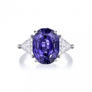 An 11.84 Carat Ceylon Sapphire and Diamond Ring