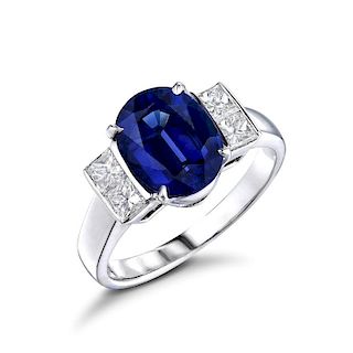 A 3.54-Carat Sapphire and Diamond Ring