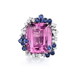 Kunzite Sapphire and Diamond Ring