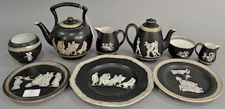 Nine piece Fenton and Pratt Old Greek tea set group to include teapot (ht