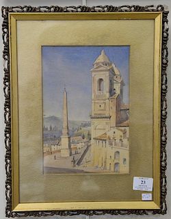 Two Venetian town watercolors including one by Augustus William Hare (1792-1834), Giorgio-Rome, signed and titled on verso (s