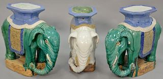 Three elephant garden seats. ht. 22 in., lg. 25 in.   Provenance: The Estate of Thomas F Hodgman of Fairfield, Connecticut