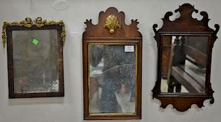 Group of three courting mirrors including two 18th century Queen Anne and a Victorian. 13" x 10 1/2", 19" x 10", and 18 1/2" 