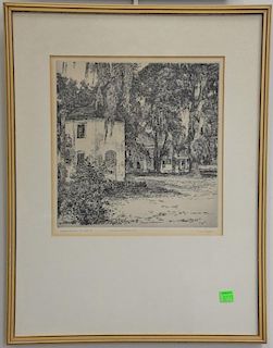 Philip Kappel (1901-1981), four etchings including "net Menders" Gloucester; "Willem? Clad"; "Houmas House Burnside Louisiana