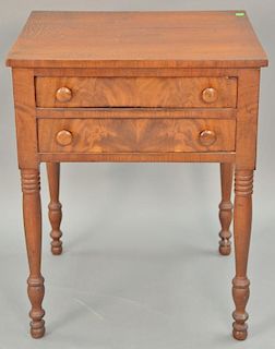Sheraton two drawer stand, circa 1830. ht. 28 1/2 in., top: 20 1/2" x 23"