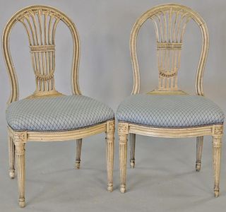 Set of nine Louis XVI style side chairs (painted).   Provenance: The Estate of Thomas F Hodgman of Fairfield, Connecticut